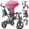 KIDIZ® Triciclo 5 in 1 triciclo per bambini con asta di spinta sistema di sterzo asta a partire da 1 anno jogger per andare avanti e indietro I rosa