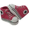 C'era una volta un filo Scarpette tipoconverse Vari Colori Bimbo Bimba. Fatte a Mano ad Uncinetto in Lana Merinos. Neonato 0-3 Mesi. Bootie Handmade (Rosa Caramella)