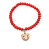 Generic Bracciale elastico con cristalli rossi e musetto orsetto - braccialetto orso