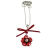 Generic Collana lunga con fiocco e fiore rosso tipo papavero