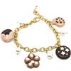 Generic Bracciale catena oro in acciaio con biscotti e perle
