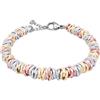 ParticolarModa Bracciale Donna regolabile nodini anellini lucido diamantato acciaio alluminio morbido 7 mm (Regolabile da 19 a 22 cm (x polso 16-18), Argentato/Dorato/Rosè)