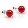 Generic Orecchino Argento 925 Colore Corallo Rosso Perle 8 mm