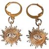 Clovers Trifogli - Mini cerchietti dorati a forma di sole - Orecchini fatti a mano in acciaio inossidabile placcato oro 24 carati, resistenti all'acqua, in stile bohémien chic