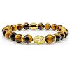 Handmade Bracciale Occhio di Tigre Bracciale con perline Classe A+ Buddha di Fatima placcato in oro 24k 8 mm in acciaio inossidabile (Fatima)