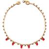 Handmade collana boho/minimalista, girocollo con perline di vetro a goccia e perline di metallo, beige/dorato/rosso, Gioielli all'uncinetto, Made in Italy, Bijoux da donna, Lavorazione Artigianale