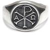 Empress Jewelry Anello da uomo in argento sterling Chi Rho Alpha Omega massiccio con marchio di garanzia 925
