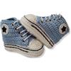 C'era una volta un filo Scarpette tipoconverse Vari Colori Bimbo Bimba. Fatte a Mano ad Uncinetto in Lana Merinos. Neonato 0-3 Mesi. Bootie Handmade (Celeste)