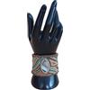 Generic bracciale a fascia larga fatto a mano con perline vetro marroni verdi oro con pietra dura ovale agata striata