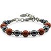 Handmade Bracciale semirigido con pietre naturali di Diaspro rosso, Ematite e inserti in acciaio