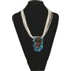 Generico Collana multifilo con cotone beige con Pendente pietre dure colorate in stile Boho Handmade Regalo Economico