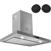 GURARI Cappa da parete CH 5001+ con ricircolo d'aria, in acciaio inox, 90 cm, potenza 1000 m³/h, aspirazione del bordo, controllo del sensore touch, cappa aspirante con funzionamento flessibile