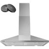 Hermitlux Cappa aspirante da 76,2 cm, in acciaio inox, montaggio a parete, cappe da cucina con filtro a carbone, convertibile senza canalizzazione, ventola di scarico a 3 velocità, luce LED, controllo