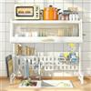 BEBANE Mobiletto portaoggetti da cucina multifunzionale e retrattile, salvaspazio, con ampia capacità, con porta, scolapiatti, moderno scolapiatti.(White,87cm/34.3in)