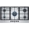 Bosch PCR9A5B90 Serie 6, Piano cottura a gas, FlameSelect: regolazione con nove livelli di potenza predefiniti, WOK, griglie in ghisa, Acciaio, 90 cm