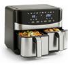 LIFEZEAL Friggitrice ad Aria a Doppio Cestello, Air Fryer Doppia 8L 2100W per Famiglia, 10-in-1 Digitale, Aria Calda a 360°, Touchscreen, Timer, 40-200°C