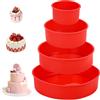 Zaxiva Stampi in Silicone per Dolci, 4 pezzi Antiaderenti E Rilascio Rapido Silicone Torta Stampo, Tortiera Rotonda Riutilizzabile per Torta a Strati, Torta Al Formaggio, Torta Arcobaleno(10.7/16/21/26cm)