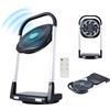 Wintem Ventilatore Telescopico Pieghevole con Telecomando Salvaspazio - Silenzioso, 16 Pale, 8 Velocità, Rotazione 90° - Design Compatto e Portatile per Casa & Ufficio