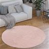 Paco Home Tappeto Salotto Pelo Corto Rotondo Moderno Morbido Lavabile Monocolore, Dimensione:Ø 120 cm tondo, Colore:Rosa