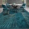 Rururug Tappeti Salotto Grandi Rettangolare 160x230cm Tappeto Design Moderno Camera da Letto Lavabile Antiscivolo, retrò blu, linee geometriche Rectangular 160 x 230 cm