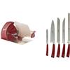 Berkel Affettatrice Home Line 250 Rossa + Set 5 Coltelli Chef Elegance Rosso