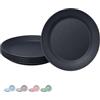 VIRSUS Set 6 Piatti Piani Colorati 958N, Diametro 23,5 cm, Infrangibili e Riutilizzabili, lavabili in lavastoviglie, 100% Riciclabili, Adatti per il microonde, BPA Free (Grigio Antracite)