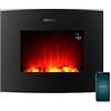 Cecotec Camino Elettrico ReadyWarm 2650 Curved Flames Connected, 2000 W. Controllo Wi-Fi. Telecomando Pannello curvo in vetro tiepido. Fiamma indipendente e regolabile.