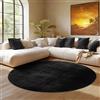 SIMPEX Tappeto Rotondo Nero 200 cm Tappeto Lavabile a Pelo Corto, Rotondo, Antiscivolo e Morbido, Design Monocromatico Moderno per Soggiorno, Camera da Letto, Cucina e Corridoio