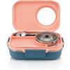 Cyrank Contenitori Termici per Pranzo, 4 Scomparti Isolati Lunch Box Portatile Bento Box con Cucchiaio, Bacchette e Ciotola per Zuppa per Picnic in Ufficio Scolastico(Rosa)