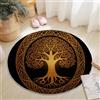 Generico Tappeto Rotondo Moderno per Soggiorno 100 cm - Nodi Celtici Mistico Albero Della Vita Tema Lavabile in Lavatrice Tappeto Rotondo, Nero Marrone Antiscivolo Tappeti per Cucina e Camera da Letto