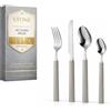 OWIJI Posate Acciaio Inox Set 24 Pezzi Tortora Design Stone Classico Finitura Lucida Lavabile Lavastoviglie