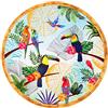 Les Jardins de la Comtesse - Piatto rotondo di presentazione in melamina pura - Rio Toucans - 35,5 cm - Multicolore - Set da tavola quasi incassabile MelARTmine