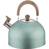 LVYXON Bollitore a fischio martellato in acciaio inossidabile, con manico in legno, grande capacità 2L/3L/4L, fondo piatto per fornelli a induzione e a gas (verde)