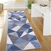 Paco Home Tappeto Salotto Pelo Corto Stile Vintage Astratto Design Moderno Geometrico Motivo Diamante, Dimensione:80x300 cm, Colore:Blu