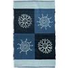 Pierre Tappeti Tappeto SUMMER BLU disegno sole e fiori 100% cotone annodati a mano, passatoia stuoia cucina multiuso lavabile cm.55x230