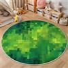 GDJSMIN Tappeto Stile Pixel Art,60Cm,Design A Blocchi Verdi Con Stampa Lavabile,Cerchio Extra Morbido Per Camera Da Letto Sala Da Pranzo Cameretta Dei Bambini, Verde Chiaro
