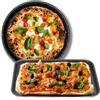 NAMAI - Teglia Pizza Rotonda 32 CM + Teglia Pizza Rettangolare 40 CM x 28 CM - Rivestimento Antiaderente - Adatte in Lavastoviglie - Made in Italy - Teglie Per Pizza da Forno