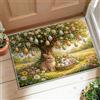 Generic Tappeto a pelo basso, motivo con conigli, motivo primaverile, con uova di Pasqua, fiori pasquali, colore verde, stampa rettangolare, con accenti decorativi, per bagno, lavanderia, cucina, ingresso, 5