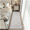 BORKOY Tappeto Runner Passatoia Lungo 0.6 metri Beige chiaro Motivo Floreale Stile Vintage Antiscivolo Lavabile Morbido Tappeti Corridoio per Cucina Camera da Letto Soggiorno Ingresso Interno 60x60cm