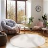 Carpetsale24 Tappeto Rotondo per Soggiorno 160 cm Crema Lavabile, Pelo Corto, Design Moderno, Monocromatico - Tappeto Lavabile Antiscivolo Extra Morbido e Fluffy per Camera da Letto e Cucina