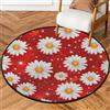 Mexpekil Tappeto rotondo con margherite rosse per soggiorno, lavabile, con retro antiscivolo, diametro 92 cm, decorazione moderna per la casa