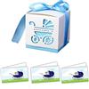 C.X.Y. 100pz Scatola Cubo Passeggino + Bigliettini Da Bomboniera Preforati Formato A4 Nascita Battesimo (AZZURRO)