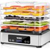 YASHE Essiccatore Alimentare 5 Vassoi in Acciaio Inox, Timer 48H & Controllo Temperatura, Aria 360°, Senza BPA, 400W Essiccatore Frutta e Verdura per Carne Secca, Erbe e Snack per Cani