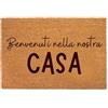 Lupia Zerbino Ingresso Esterno 40x60 cm BENVENUTI NELLA NOSTRA CASA, Zerbino Ingresso Casa Simpatico in Fibra di Cocco Resistente, Tappeto Porta con Scritta, Base Antiscivolo PVC, Interno Esterno