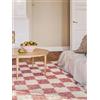 RugVista Chessie, Tappeto, Moderni, 100 x 160 cm, Rettangolare, Pelo medio, Soggiorno, Camera da letto, Lavabile solo a secco, Rosa/Off Bianco