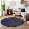 SIMPEX Tappeto pelo lungo, Unicolor - Monocroma, Tappeto blu intenso, 200 cm Rotondo, Tappeti in stile moderno, soggiorno