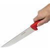 SENO & SENO Coltello Professionale Macello Francese 18x3,8 cm - Lama Acciaio Inox Temperato Alta Durezza - Manico Rosso Ergonomico Antiscivolo - Finitura Manuale Igienica