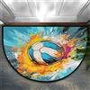 Mexpekil Zerbino a semicerchio sportivo con pallavolo, tappetino antiscivolo per porta d'ingresso, tappeti per camera da letto, bagno, cucina, tappetini decorativi, 91,4 x 61 cm