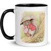 Chatcripant Tazza di pietra coniglio Bétrix Potter Madame Piquedru Blanchiseuse Petitgris Scoiattolo nocciola tazza tè caffè bambino illustrazione disegno Pasqua regalo fantasia natura animali (petitgris lo