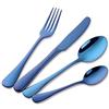 Buyer Star 4 pezzi Blu Set di posate in acciaio inossidabile, 304 18/10 Utensili da tavola cucina, Coltello Forchetta Cucchiaio Cucchiaino